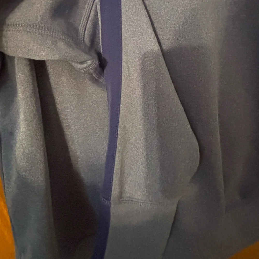 NIKE DRI-FIT Women's L Hoodie‎ Sweatshirt Blue Scuba Neck Thumbholes pockets